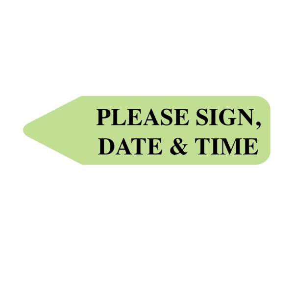 Labeling Flag - Imprinted - Sign Date Time-Mint - Re Fill - 9/16" x 2"